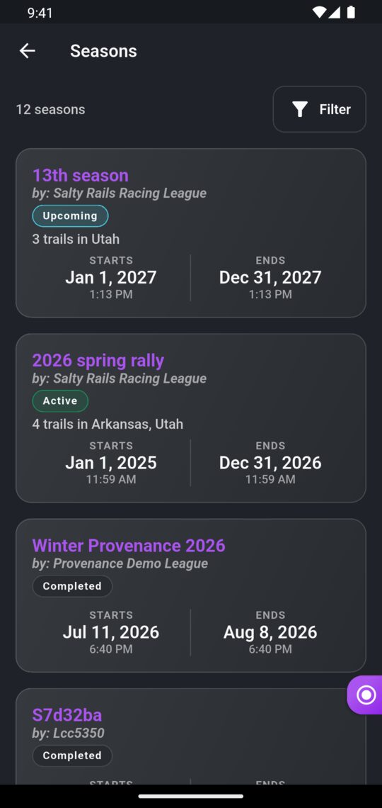 Seasons in the app