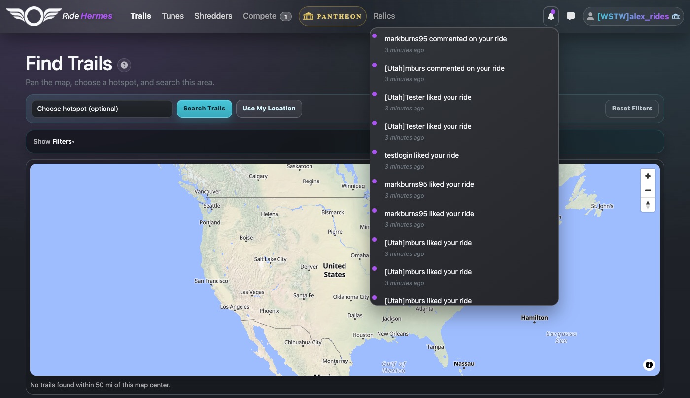 Notifications on the website