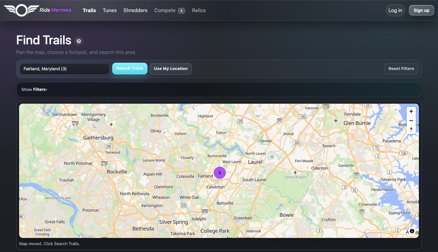 Finding trails on the website